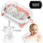 Baignoire pliante - ricokids rk - 287 - thermomtre - insert nouveau - n - blanche et rose