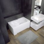 Baignoire rectangulaire 120x70 + poigne siphon de bain et pieds 4en1