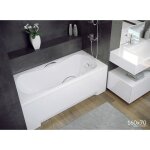 Baignoire rectangulaire 160x70 avec tablier en acrylique + poigne siphon + pieds