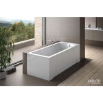 Baignoire rectangulaire 160x70 + tablier en acrylique siphon + pieds shea