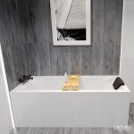 Baignoire rectangulaire 180x80 + appui - t�te + planche en bambou siphon + pieds