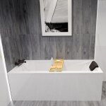Baignoire rectangulaire 180x80 + appui - tte siphon de bain et pieds 4en1 modern