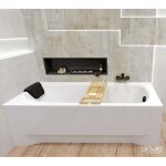 Baignoire rectangulaire 180x80 + planche en bambou + siphon + pieds bona