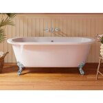Baignoire semi - îlot retro avec pieds daigle - 190 l - 170 x 74 x 62 cm - blanche - acrylique - sparus ... Baignoire semi - îlot retro avec pieds daigle - 190 l - 170 x 74 x 62 cm - blanche - acrylique - sparus ...