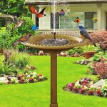 Bain doiseaux vertical avec fontaine solaire distributeur de nourriture pour oiseaux 2 en 1distributeur ...