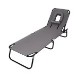 Bains de soleil - chaises longues transats pliable avec appui - t�te - gris