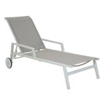 Bain de soleil dina en aluminium blanc et textilène gris - dimensions : 164 x 74 x 39. 5 cm - collection ... Bain de soleil dina en aluminium blanc et textilène gris - dimensions : 164 x 74 x 39. 5 cm - collection ...