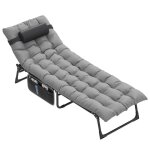 Bain de soleil inclinable pliant yitahome avec coussin 190x68x31cm