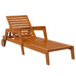 Bain de soleil - outsunny - en bois � lattes - dossier inclinable sur 3 positions - accoudoirs - 2 roues ...