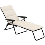 Bain de soleil - outsunny - pliable - inclinable 6 positions - grand confort - avec matelas + accoudoirs ...