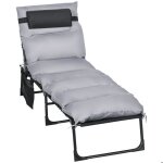 Bain de soleil - outsunny - pliante - avec coussin appuie - t�te poche lat�rale - inclinable - textil�ne ...