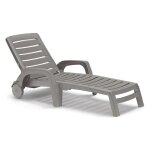 Bain de soleil en r�sine polypropyl�ne coloris taupe avec roues