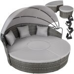 Bain de soleil - tectake - fauteuil lit de jardin en rotin santorin modulable avec toit pare - soleil ...