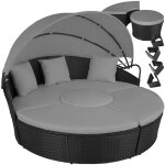 Bain de soleil - tectake - fauteuil lit de jardin en rotin santorin modulable avec toit pare - soleil ...