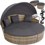 Bain de soleil - tectake - fauteuil lit de jardin en rotin santorin modulable avec toit pare - soleil ...