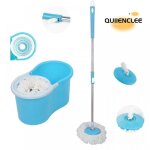 Balai  franges rotatif  360 degrs manche en acier inoxydable quiienclee pour nettoyer les sols bleu ...