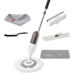 Balai lave sol avec vaporisateur chiffons en microfibres réutilisables et lavables en machine 1x grattoiri ... Balai lave sol avec vaporisateur chiffons en microfibres réutilisables et lavables en machine 1x grattoiri ...