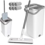 Balai plat microfibre 110cm et seau essoreur serpillière plat rotative 360° avec 6 serpillères réutilisables ... Balai plat microfibre 110cm et seau essoreur serpillière plat rotative 360° avec 6 serpillères réutilisables ...