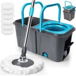 Balai serpillre essoreur avec seau serpillire rotatif 360 avec 6 coussinets 2 en 1 amovible seau avec ...