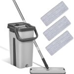 Balai serpillire microfibre rotatif 360 avec serpillire seau essoreur double bac et 3 tampons rutilisables ...