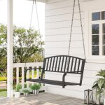 Balancelle garden swing banc suspendu 2 places en m�tal noir 127x60x53 cm - id�al jardin terrasse - r�sistant ...