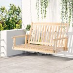 Balancelle jardin 2 personnes - banc suspendu bois massif 117x69x60 cm - design rustique pour terrasse ...