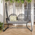Balancelle de jardin 2 places avec dossier et coussin dassise en rotin synthtique idale pour jardin ...