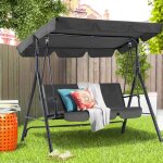Balancelle de jardin 3 places avec auvant rglable - 172 x 112 x 150 cm - mtal - gris