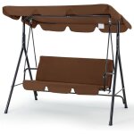 Balancelle de jardin 3 places avec auvant rglable - 172 x 112 x 150 cm - mtal - marron