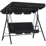 Balancelle de jardin 3 places avec auvant rglable - 172 x 112 x 150 cm - mtal - noir