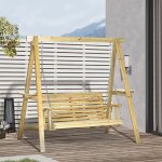 Balancelle de jardin balancoire exterieur 2 places en bois hauteur r�glable - 196 x 120 x 171 cm