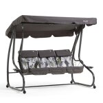 Balancelle de jardin - matrix - 3 places - convertible en lit - structure m�tal - coussins �pais 7 cm ...