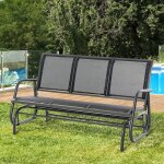 Balancelle jardin m�tal noir 147x75x85cm - 3 places r�sistante intemp�ries - banc robuste & rocking chair ...