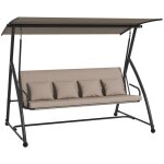 Balancelle de jardin - outsunny - 3 places - convertible - toit inclinaison r�glable coussin - 218 x ...