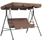 Balancelle de jardin - outsunny - 3 places - toit inclinaison rglable - coussins assise et dossier - ...