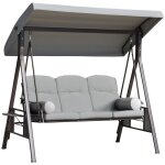 Balancelle de jardin - outsunny - 3 places - toit inclinaison r�glable - coussins - plateaux r�tractables ...