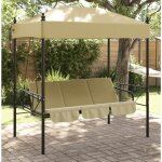 Balancelle de jardin - sable - 2 en 1 - auvent en polyester - acier durable
