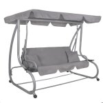 Balancelle de jardin - springos - 3 places - dossier inclinable - 2 coussins - porte - gobelets