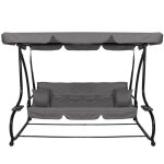 Balancelle de jardin - springos - 4 places - noir - toit inclinable - avec coussins et porte - gobelets ...