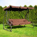 Balancelle de jardin - springos - 4 places - toit inclinable - coussins inclus - porte - gobelets