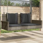 Balancelle en r�sine tress�e - vidaxl - 119x56x48 cm - gris - coussins inclus - r�sistance aux uv - capacit� ...