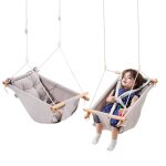 Balanoire hamac en toile - vevor - charge 68 kg - coussin intgr sige de balanoire suspendu en bois ...