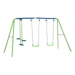 Balanoire - outsunny - 3 agrs portique - avec 2 balanoires - 28l x 14l x 178h m - mtal poxy anticorrosion ...