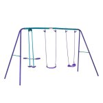 Balanoire - outsunny - 3 agrs portique - avec 2 balanoires - 28l x 14l x 178h m - mtal poxy anticorrosion ...