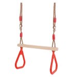 Balançoire trapèze en bois pour enfants avec anneaux pour samuser en intérieur et en extérieur Balançoire trapèze en bois pour enfants avec anneaux pour samuser en intérieur et en extérieur