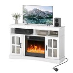 Balconera chemin�e �lectrique - flamme r�glable et minuterie - 35 cm (p) x 110 cm (l) x 69 cm (h) - blanc ...