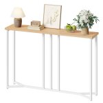 Balconera ensemble de 2 consoles - table console �troite de 100 cm - couleur bois naturel et blanc