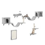 Balconera lot 8 murs escalade chat - peluche stable arbre mural griffoirs pont escaliers & boule gris ...