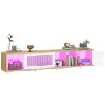 Balconera meuble tv angle 148 x 30 x 25 cm - led rvb t�l�viseurs 65 centre jeux