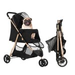 Balconera poussette pliable pour chien et chat (15 kg) avec 3 roues fen�tres en filet porte - gobelet ...